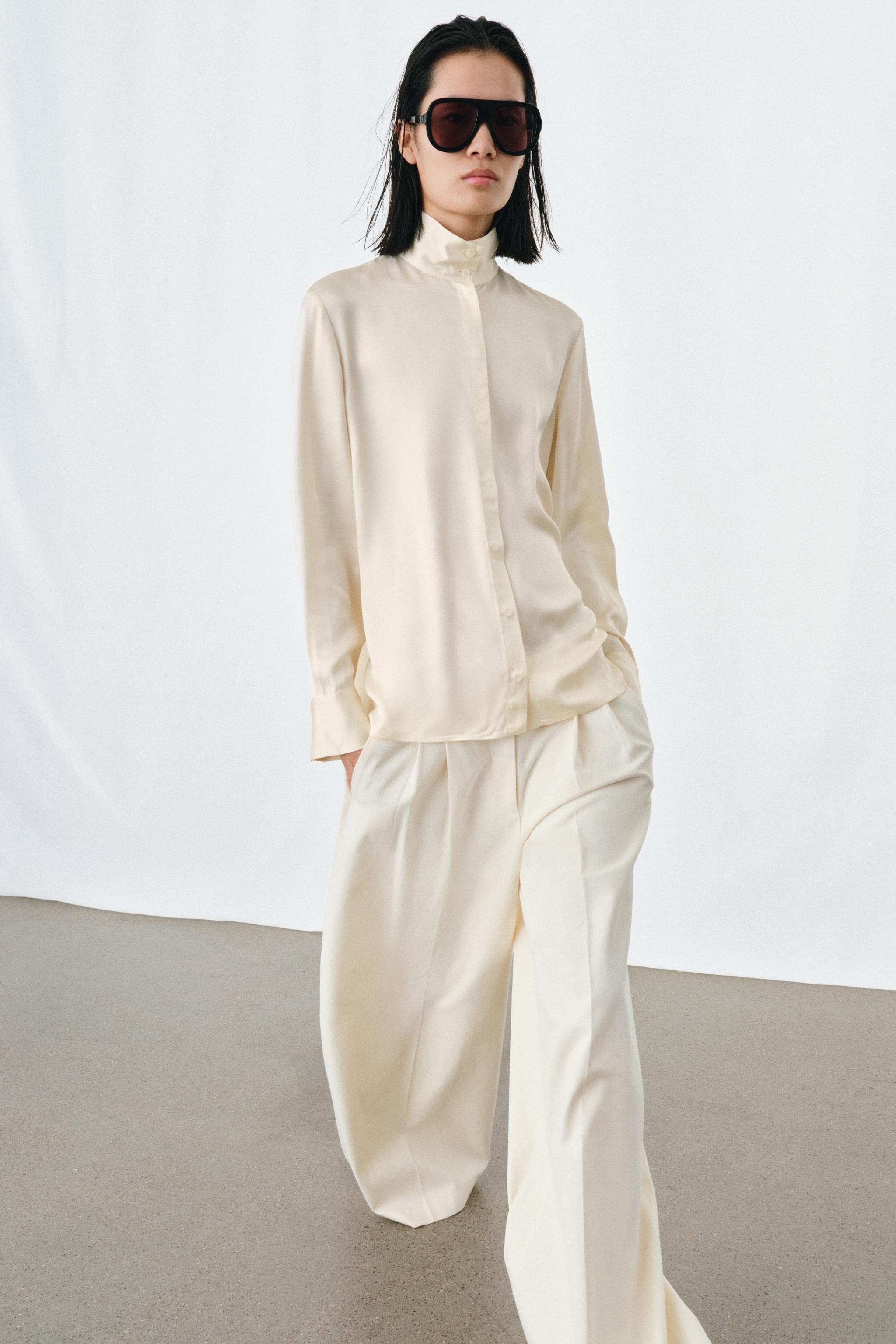 ZW COLLECTION FLOWY SATIN EFFECT SHIRT